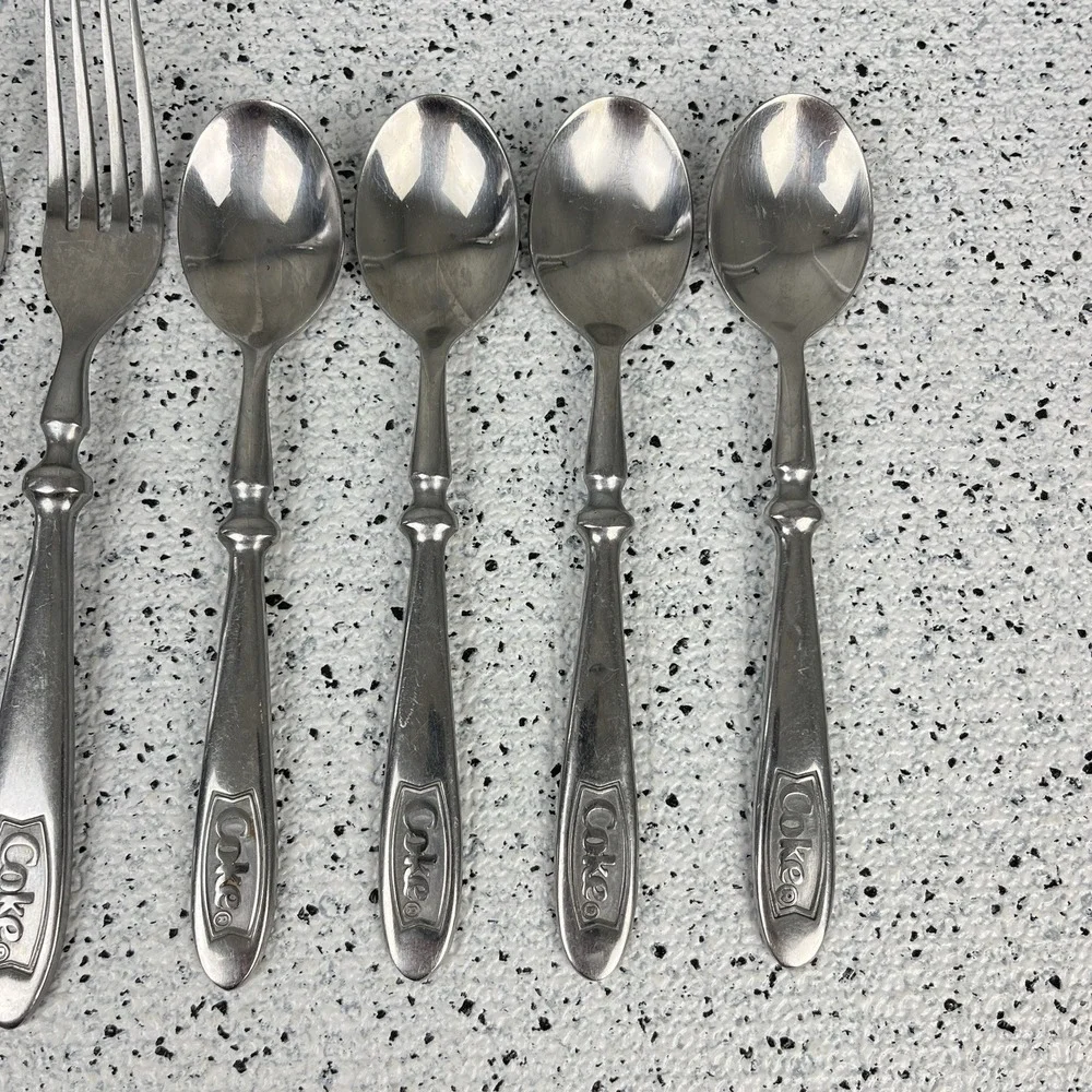 Vintage Gibson COKE Stainless Steel Flatware Forks Spoons Knives 18 Pieces